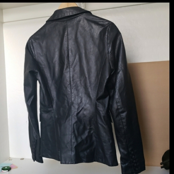 John Carlisle sz Medium genuine soft leather blazer jacket lightweight black - Picture 2 of 10